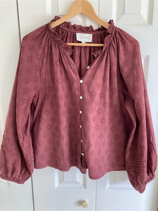 Anthropologie Tops - Anthropologie Cleobella Antonia Blouse Size M Brown/Burgundy